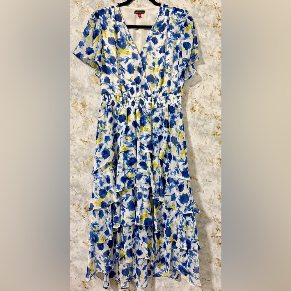 Vince Camuto Floral Blue and Yellow  Dress